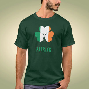 Custom Name Celtic Ireland Shamrock Irish Flag T-Shirt