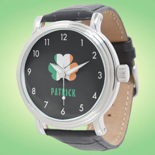 Custom Name Celtic Ireland Shamrock Irish Flag Watch
