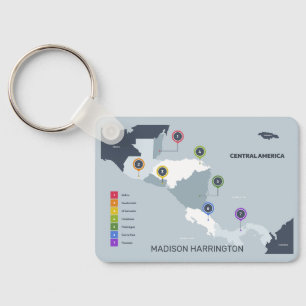 Custom Name Central America Map Key Ring