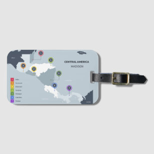 Custom Name Central America Map Luggage Tag