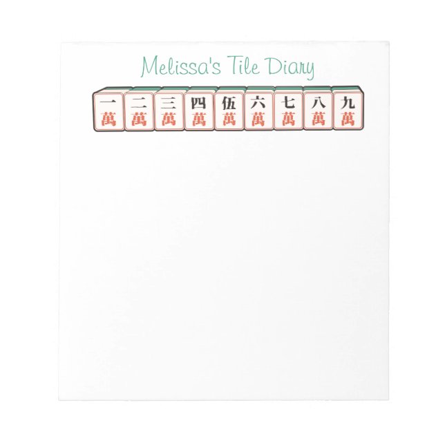 Custom Name Characters Tiles Elegant Mahjong  Notepad (Front)