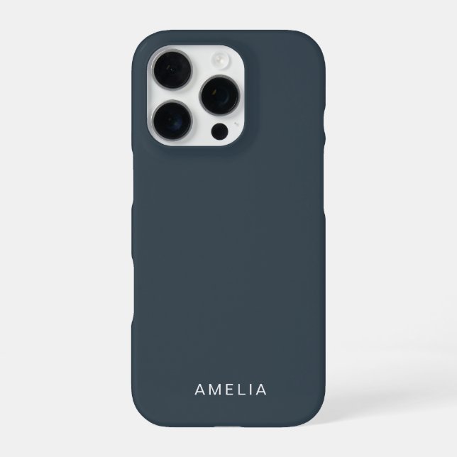 Custom Name Charcoal Blue iPhone Case  (Back)
