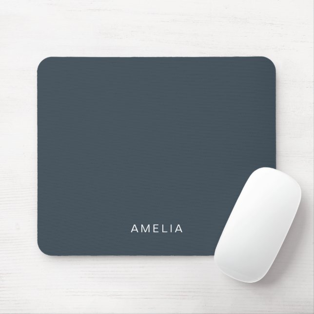 Custom Name Charcoal Blue  Mouse Pad (With Mouse)