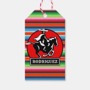 Custom NAME Charro Horse Spanish Mexican Serape Gift Tags