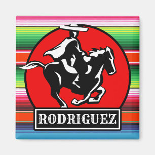 Custom NAME Charro Horse Spanish Mexican Serape Magnet