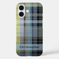 Custom Name Check Tartan Black Blue Lilac Stylish