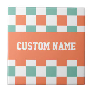 Custom Name Checkerboard Pattern Tile