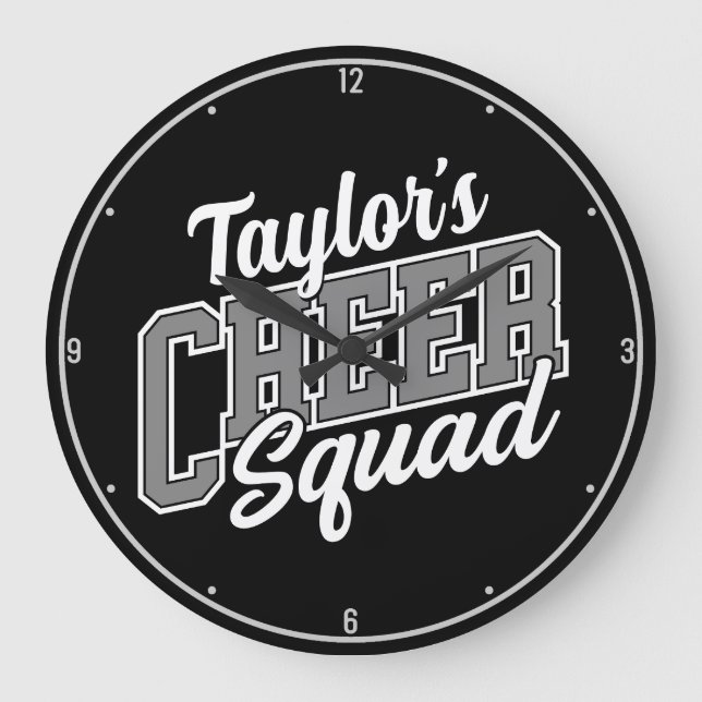 Custom NAME Cheerleader School Varsity Cheer Squad Large Clock (Front)
