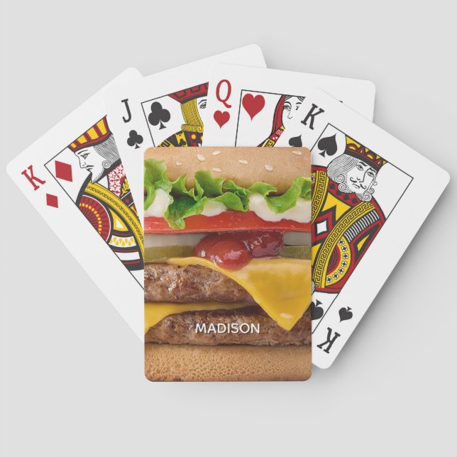 Custom Name Cheeseburger Playing Cards (Back)