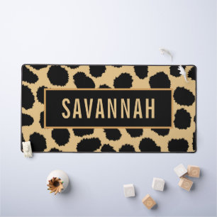 Custom Name Cheetah Animal Print Pattern Classic Desk Mat