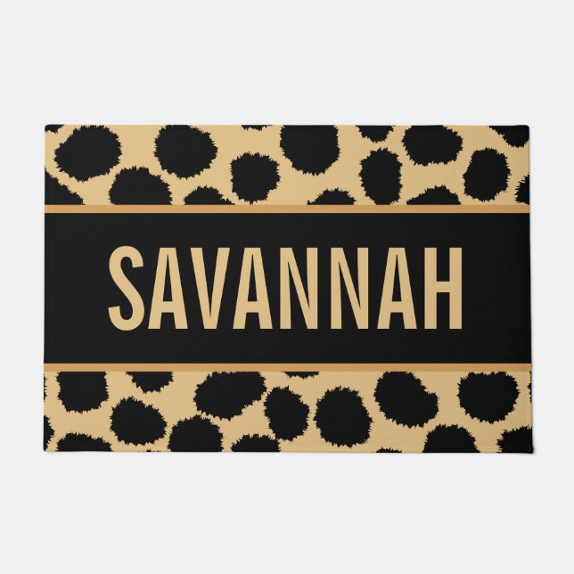 Custom Name Cheetah Animal Print Pattern Classic Doormat (Front)