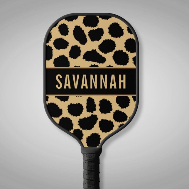 Custom Name Cheetah Animal Print Pattern Classic Pickleball Paddle (Creator Uploaded)