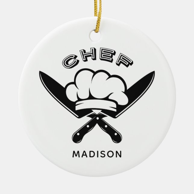 Custom name Chef Logo ornament (Front)