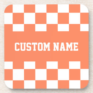 Custom Name Chequerboard Pattern Coaster