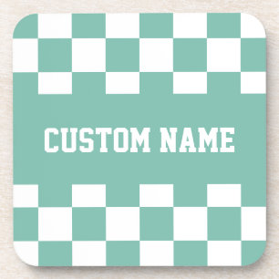 Custom Name Chequerboard Pattern Coaster