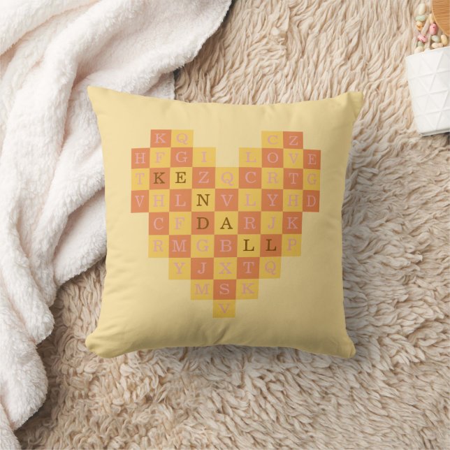 Custom Name Chequered Heart Letter Puzzle Cushion (Blanket)