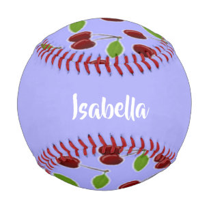 Custom name cherries pattern blue baseball