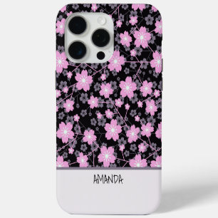 Custom Name Cherry Blossom pink floral pattern iPhone 15 Pro Max Case