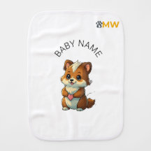 Custom [Name] Chibi Animal Burp Cloth - Personaliz