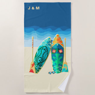 Custom Name Chic Nautical Beach Towel