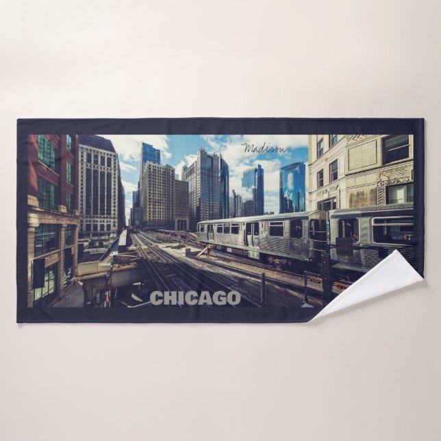 Custom Name Chicago USA Bath Towel (Bath Towel)
