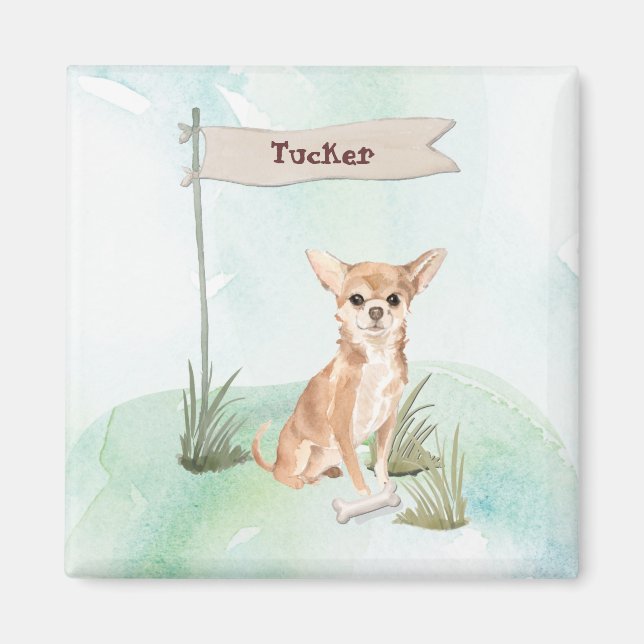 Custom Name Chihuahua Pet Dog Magnet (Front)