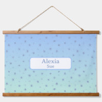 Custom Name Childs Room Decor Blues Flowers