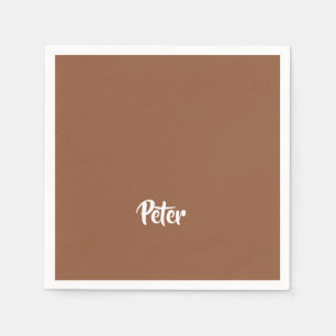 Custom name chocolate brown plain napkin