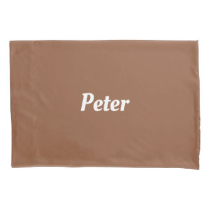 Custom name  chocolate brown plain pillowcase