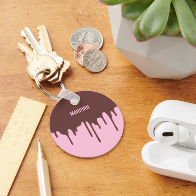 Custom Name Chocolate Drip Key Ring (Desk)