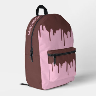 Custom Name Chocolate Drip Printed Backpack