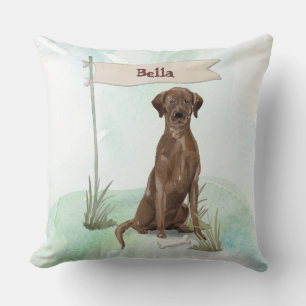 Custom Name Chocolate Lab Pet Dog Cushion