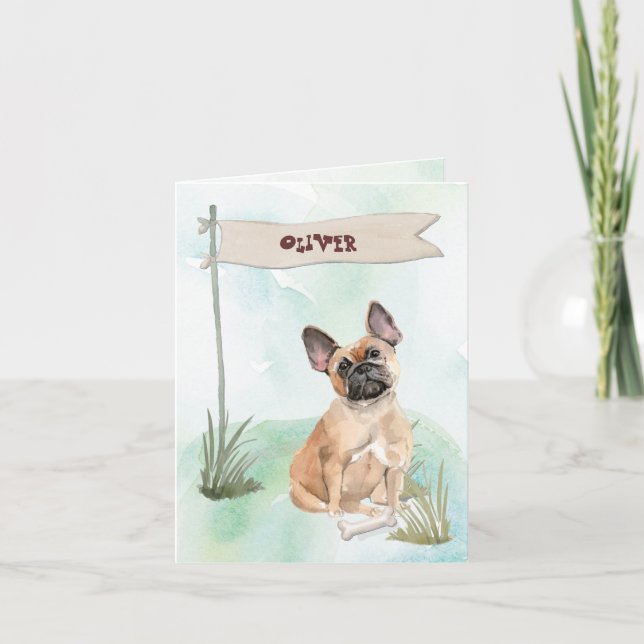 Custom Name Chocolate Lab Pet Dog Note Card (Front)