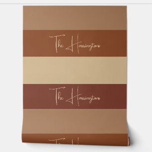Custom Name Chocolate Stripes Pattern Wallpaper
