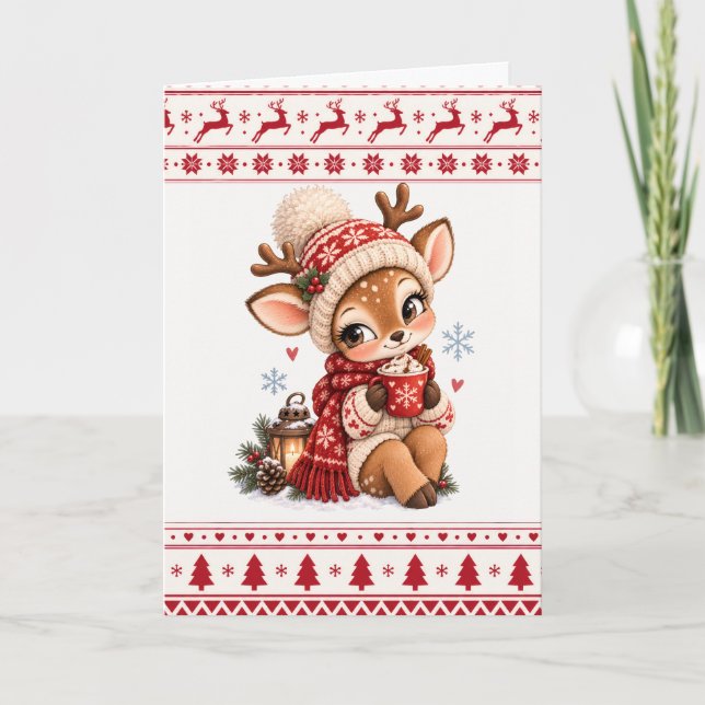 Custom Name Christmas Deer Card (Front)