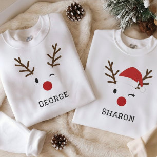 Custom Name Christmas Deer Illustration Design Sweatshirt