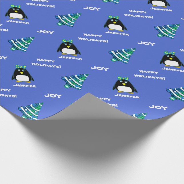 Custom Name Christmas Gift Wrapping Paper (Corner)