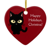 Custom Name Christmas Kitten Ornament