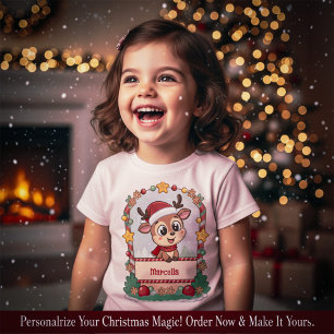 Custom Name Christmas Reindeer Toddler Shirt