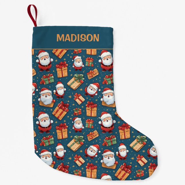 Custom Name Christmas Santa Small Christmas Stocking (Front)