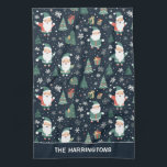 Custom Name Christmas Santa Tea Towel<br><div class="desc">See my store for more Christmas items.</div>