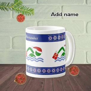 Custom name christmas swimmers coffee mug