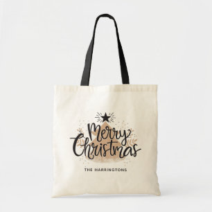 Custom name Christmas tote bags