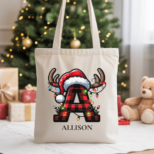 Custom Name Christmas Tote Gift for Secret Santa Bag