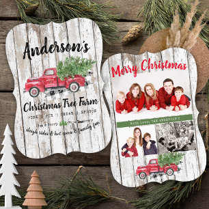Custom Name Christmas Tree Farm 3 Photo Red Truck