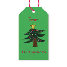 Custom Name Christmas Tree on Green