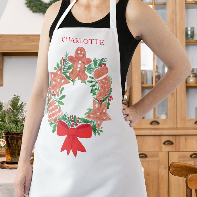 Custom Name Christmas Wreath Apron (Creator Uploaded)