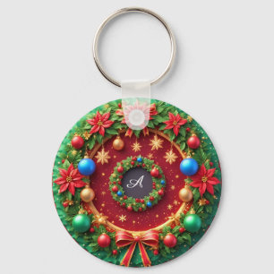 🎁Custom Name Christmas Wreath Festive Gift ✨ Key Ring