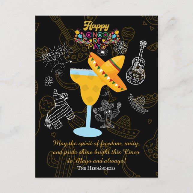 Custom Name Cinco de Mayo Fiesta Spanish Holiday  Postcard (Front)