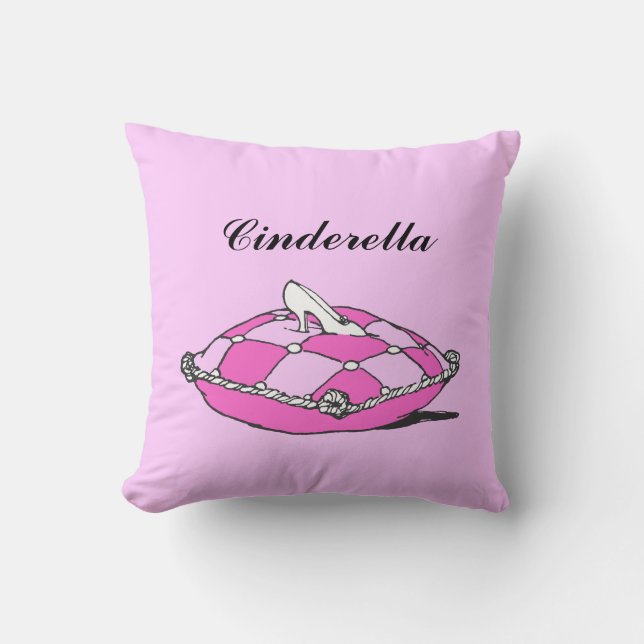 Custom Name Cinderella Slipper Pink Pillow (Front)